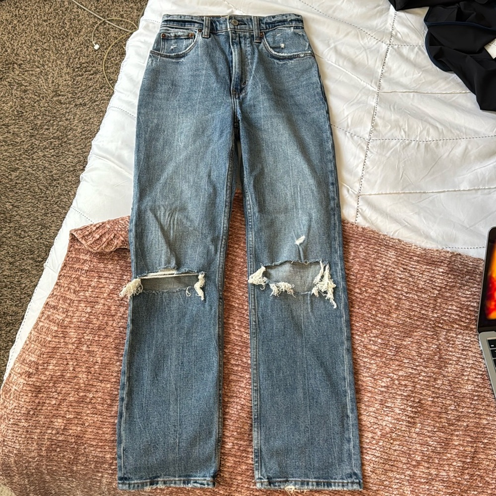 Abercrombie & Fitch The Ankle Straight Ultra High Rise Sz 25/0L